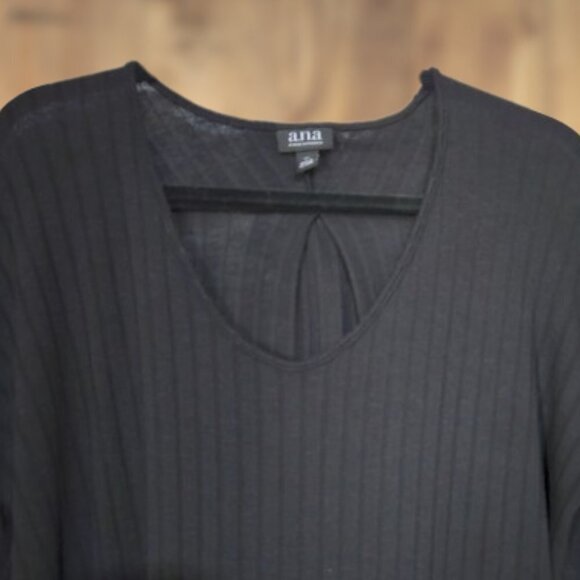 A.N.A. Black Long Sleeve Ribbed Round Neck Tunic - XL - Picture 5 of 6